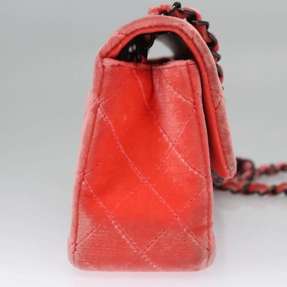 CHANEL Matelasse Chain Shoulder Bag Velor Pink CC Auth BD244V - Picture 6 of 16